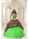 Leopard and Organza Beading Pretty Quinceanera Dress with Decorate Sweetheart Neckline