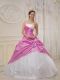 Lilac and White Strapless 15th Birthday Dresses Taffeta and Tulle Beading