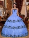 Lilac Ball Gown Strapless 15th Birthday Dresses Organza Lace Appliques