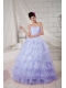 Lilac Ball Gown Sweetheart 15th Birthday Dresses Organza Beading