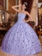 Lilac Ball Gown Sweetheart 15th Birthday Dresses with Tulle Sequins