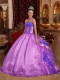 Lovely Purple Ball Gown Organza Strapless Floor-length 2014 Spring Quinceanera Dresses