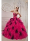 Luxurious Red and Black Ball Gown Sweetheart Floor-length 2014 Spring Quinceanera Dresses