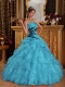 New Styles In Aqua Blue Ball Gown Sweetheart With Organza Appliques Quinceanera Dress New Styles In Aqua Blue Ball Gown Sweetheart With Organza Appliques Quinceanera Dress