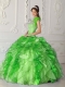 New Styles In Green Ball Gown Strapless With Satin and Organza Beading Quinceanera Dress New Styles In Green Ball Gown Strapless With Satin and Organza Beading Quinceanera Dress