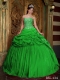 New Styles In Green Ball Gown Sweetheart With Taffeta Beading and Appliques Quinceanera Dress