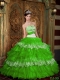 New Styles In Spring Green Ball Gown Strapless With Organza and Zebra Ruffles Quinceanera Dress