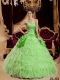 New Styles In Spring Green Ball Gown Strapless With Ruffles Quinceanera Dress