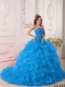 New Styles In Teal Ball Gown Strapless With Organza Ruffles And Embroidery Quinceanera Dress