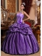 New Styles Purple Ball Gown Strapless Quinceanera Dress With Taffeta Hand Made Flower
