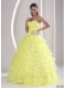 New Styles Ruffles Sweetheart With Appliques and Ruching Quinceaners Gowns For Military Ball