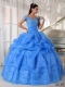 Off The Shoulder Blue Taffeta and Organza Beautiful Quinceanera Dress In Spring And Winter