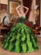 Olive Green and Black Sweetheart 15th Birthday Dresses Beading and Ruffles