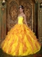 Orange A-Line / Princess Sweetheart 15th Birthday Dresses Ruffles Organza