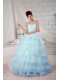 Perfect Blue Ball Gown Sweetheart Floor-length Organza Beading Quinceanea Dress