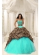 Perfect Leopard and Organza Beading Decorate Sweetheart Neckline Quinceanera Dress