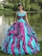 Perfect Organza Straps Beading For 2013 Colorful Quinceanera Dress