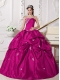 Popular Fuchsia Ball Gown Sweetheart With Taffeta Beading For Sweet 16 Dresses