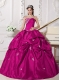 Popular Fuchsia Ball Gown Sweetheart With Taffeta Beading For Sweet 16 Dresses