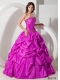 Popular Fuchsia Sweetheart With Beading and Pick-ups For Sweet 16 Dresses