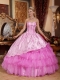 Popular Pink Sleeveless Ball Gown Sweetheart Floor-length 2014 Spring Quinceanera Dresses