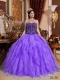 Pretty Ball Gown Purple and Black Sweetheart Discount Quinceanera Dresses with Beading