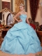 Pretty Floor-length Blue Ball Gown Sweet-heart Floor-length Organza Beautiful Quinceanera Dress For Miss Girl