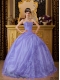 Pretty Lilac Ball Gown Sweetheart Floor-length Appliques Organza For Sweet 16 Dresses