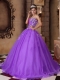 Pretty Purple A-line Sweetheart Pretty Quinceanera Dresses with Organza Beading