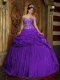 Purple Appliques Beadings Ball Gown Taffeta Best Quinceanera Dresses 2014
