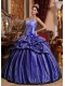 Purple Ball Gown Strapless Pretty Quinceanera Dresses with Taffeta Hand Made Flower