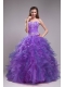 Purple Ball Gown Sweetheart Floor-length Orangza Appliques 15th Birthday Dresses