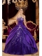 Purple Ball Gown Sweetheart Floor-length Taffeta and Tulle Appliques For Sweet 16 Dresses