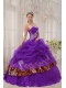 Purple Ball Gown Sweetheart Pretty Quinceanera Dresses with Organza and Zebra or Leopard Appliques