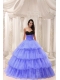 Purple Sweetheart Beaded and Layers Ball Gown Quinceanera Dress Taffeta and Organza