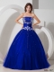 Quinceanera Dress Ball Gown Strapless Floorlength Taffeta and Tulle With Appliques and Beading In New Styles
