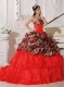 Quinceanera Dress In Red Ball Gown Sweetheart Sweep / Brush Train With Appliques In New Styles
