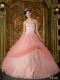 Quinceanera Dress Watermelon Ball Gown Strapless With Appliques Tulle In New Styles
