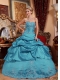 Quinceanera Dresses In Teal Ball Gown Sweetheart With Taffeta Embroidery And Beading In Classical Style