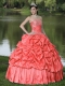 Red For Clearance Pretty Quinceanera Dresses With Strapless Beaded Decorate Taffeta