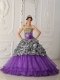Strapless Ball Gown Appliques Organza Zebra Spring Quicneanera Dresses 2014 Purple