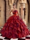 Strapless Ball Gown Ruffles Organza Muti-color Ball Gown Best Quinceanera Dresses