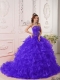 Strapless Ruffles Embroidery Ball Gown Purple Organza