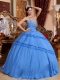 Sweet 16 Dresses In Blue Ball Gown Sweetheart With Floor-length Taffeta Appliques