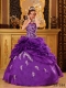 Sweet 16 Dresses In Eggplant Purple Ball Gown Strapless Floor-length With Organza Appliques
