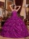 Sweet 16 Dresses In Fuchsia Ball Gown Strapless With Floor-length Taffeta Appliques