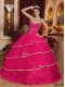 Sweet 16 Dresses In Hot Pink Ball Gown Sweetheart Floor-length With Satin and Tulle Beading