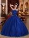 Sweet 16 Dresses In Royal Blue Ball Gown Sweetheart Floor-length Tulle Beading