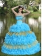 Sweet 16 Multi-color Beaded Organza Strapless Quinceanera Dress Of The Brand New Style