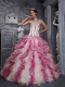 Sweet Ball Gown Sweetheart Quinceanera Dress with Taffeta and Organza Appliques Colorful